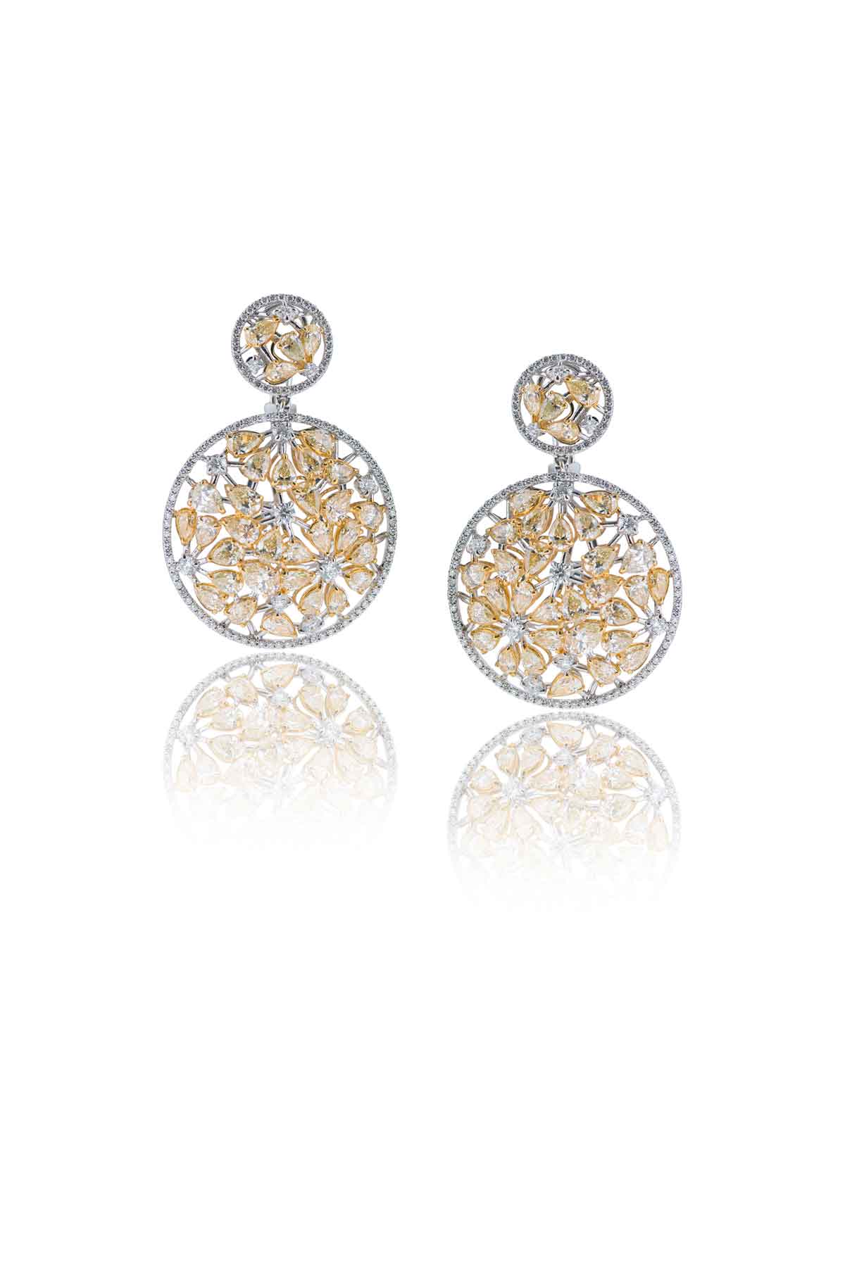 Yellow and White Diamond Earrings – Gems Paradise Jaipur