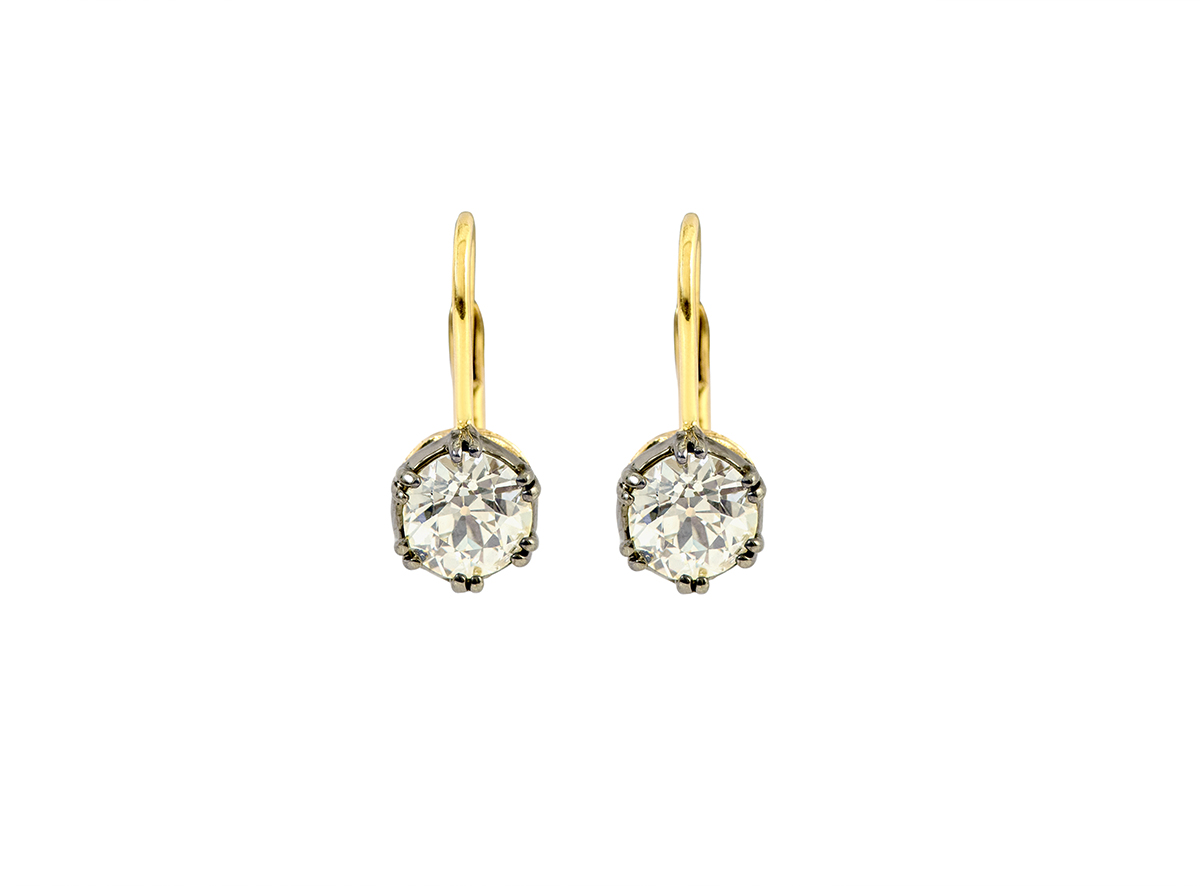 14K. GOLD LEVERBACK EARRING WITH 1.0 CT. DIAMONDS | eBay